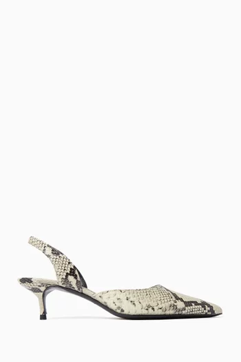 Sebastian 55 Slingback Pumps in Snake-embossed Leather