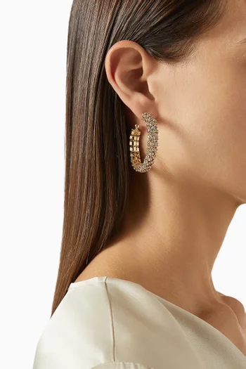 Crystal Hoop Earrings in Gold-plated Metal