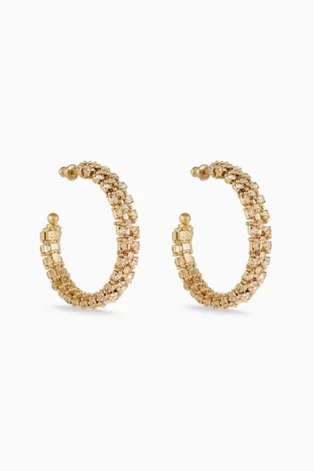 Crystal Hoop Earrings in Gold-plated Metal