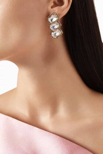 أقراط ليونور مرصعة بالكريستال معدن مطلي بلون ذهبي