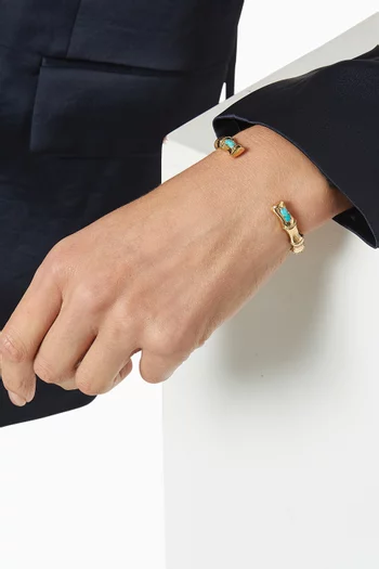 Bamboo Turquoise Cuff Bracelet in Gold-plated Metal