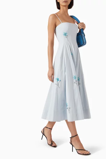 فستان وايلي متوسط الطول قطن بوبلين