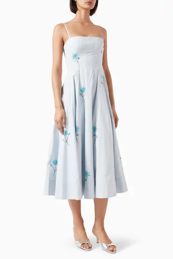 فستان وايلي متوسط الطول قطن بوبلين