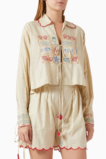 Embroidered Top & Shorts Co-ord Set