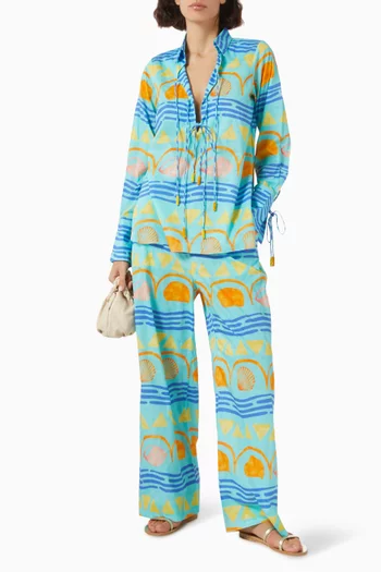 Coastal-print Top & Pants Set