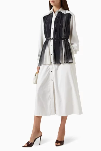 Shadow Belted Midi Dress in Silk Crepe