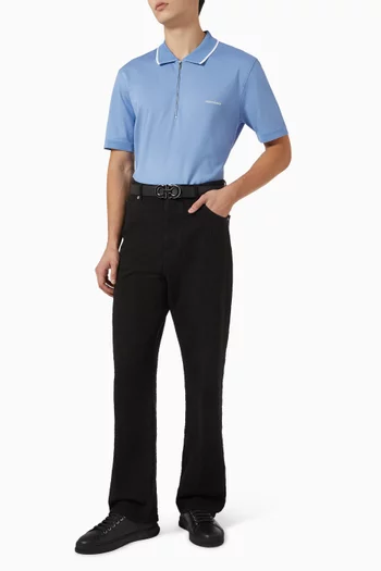 Zip Polo Shirt in Organic-cotton