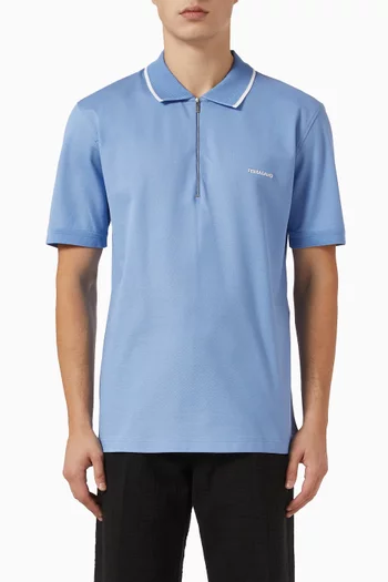 Zip Polo Shirt in Organic-cotton