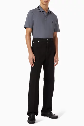 تي شيرت بولو مطرز بشعار الماركة