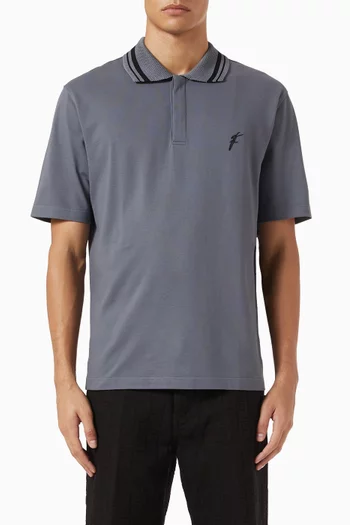 تي شيرت بولو مطرز بشعار الماركة