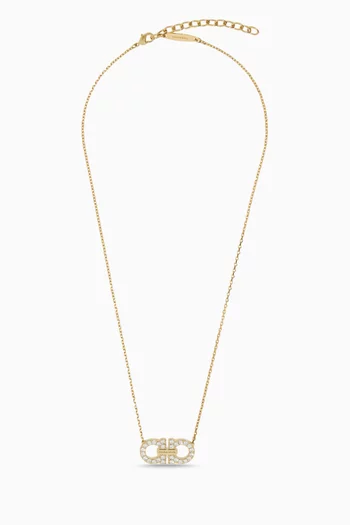 Gancini Crystal Pendant Necklace in Gold-tone Brass