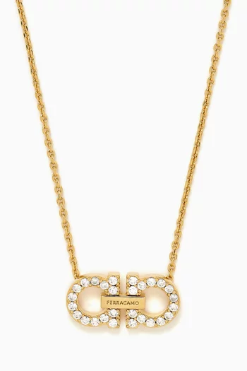 Gancini Crystal Pendant Necklace in Gold-tone Brass