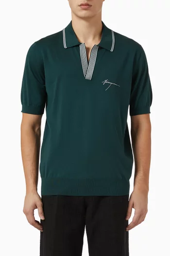 Logo Polo Shirt in Silk-cotton