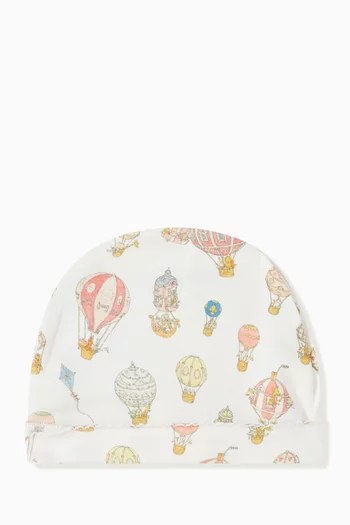 Hot Air Balloon Print Beanie in Organic Cotton