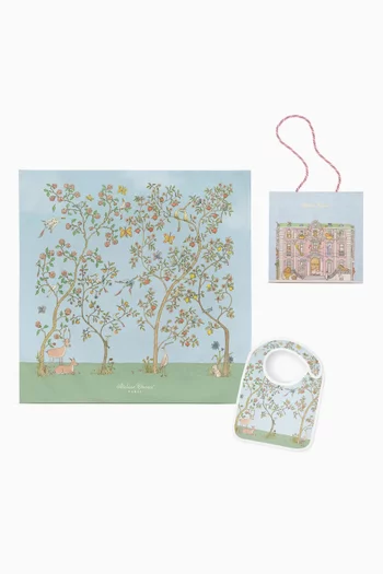 Carré Blanket & Bib Set in Organic Cotton & Satin