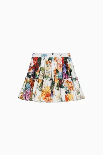 Flower-print Skirt in Poplin