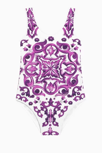 Majolica-print Swimsuit in Nylon