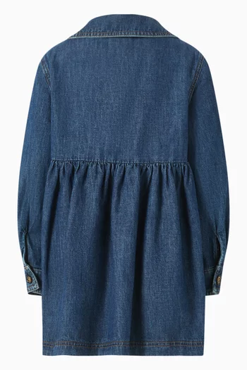 Embroidered-floral Dress in Denim