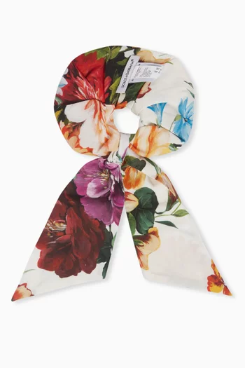 Floral-print Scrunchie in Cotton-poplin