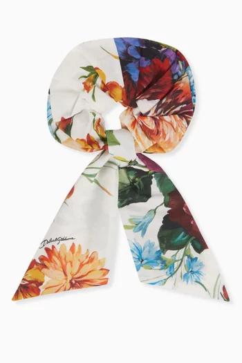 Floral-print Scrunchie in Cotton-poplin