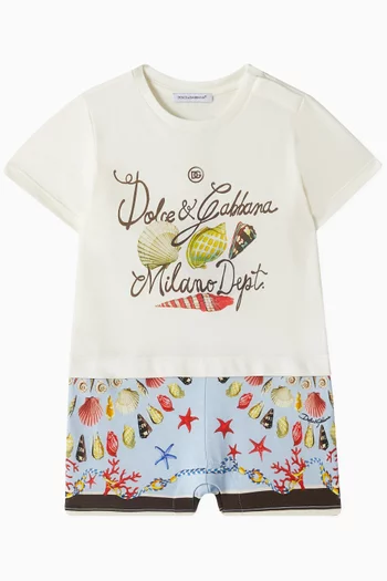 Underwater-themed Romper in Cotton