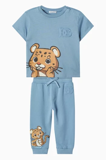 بنطال رياضي بطبعة نمر صوف قطني