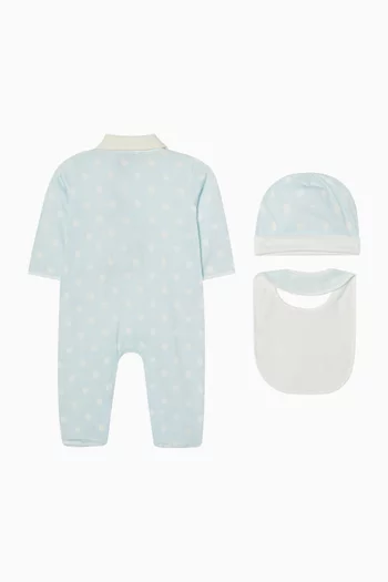 طقم بيجاما قطعة واحدة بنقشة منقطة قطن