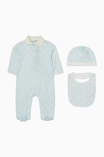 طقم بيجاما قطعة واحدة بنقشة منقطة قطن