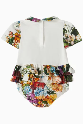 Flower-print Romper in Cotton