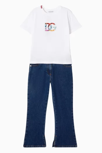 Flared Jeans in Cotton-denim