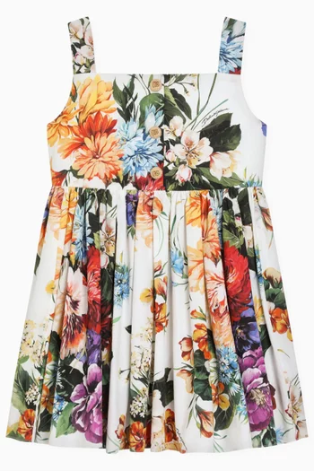 Flower-print Dress in Poplin