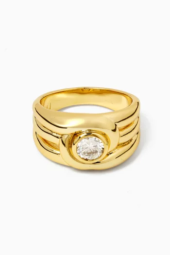 Wave Bezel Ring in Gold-plated Brass