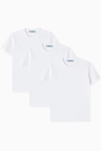 Logo T-shirt in Cotton Jersey, Pack of 3