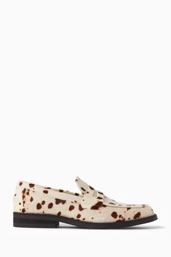 Wilde Penny Loafers in Cow-printed Pony Hair