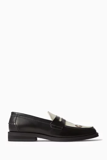 Wilde Snake-printed Penny Loafers in Leather