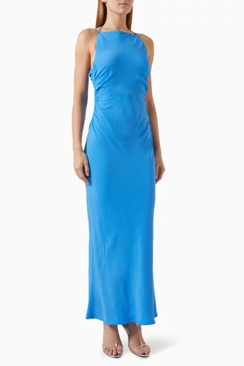 Pierce High Neck Ruched Maxi Dress