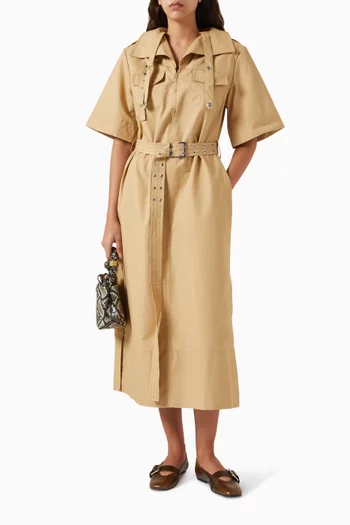 Summer Belted Shirtdress in Suiting Fabric