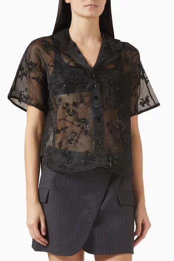 Embellished Shirt in Technical Organza
