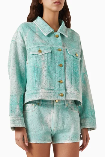 Rhinestone-embellished Jacket in Denim