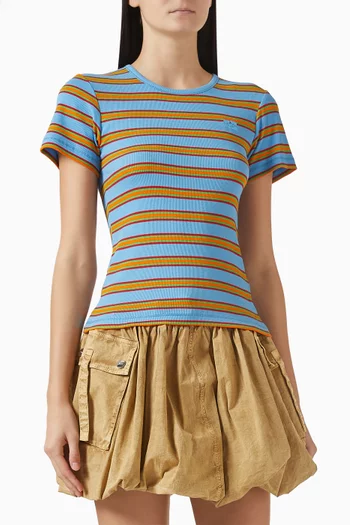 Striped Baby-fit T-shirt in Organic Cotton Blend