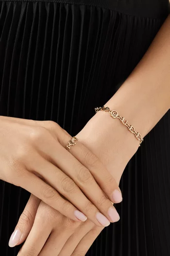 سوار بتصميم سلسلة بشعار الماركة نحاس بلون ذهبي