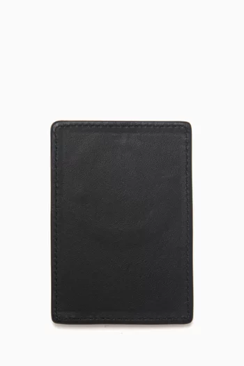 Logo-embossed Magnet Card Holder in Leather