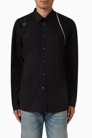 Raw Edge Harness Shirt in Cotton Poplin
