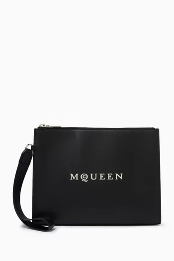 Logo-embossed Pouch in Leather