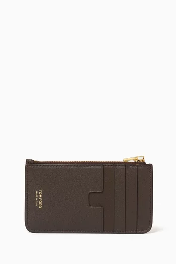 Padlock Zipped Wallet in Grained Leather
