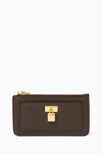 Padlock Zipped Wallet in Grained Leather