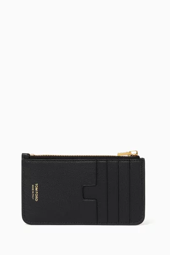 Padlock Zipped Wallet in Grained Leather