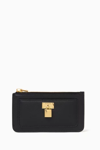 Padlock Zipped Wallet in Grained Leather