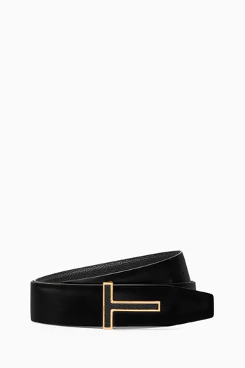 T-buckle Reversible Belt in Leather