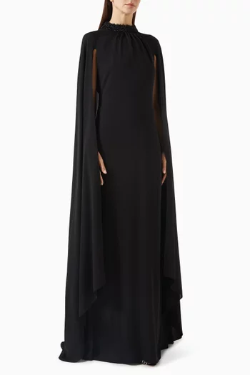 فستان سهرة مطرز بكاب